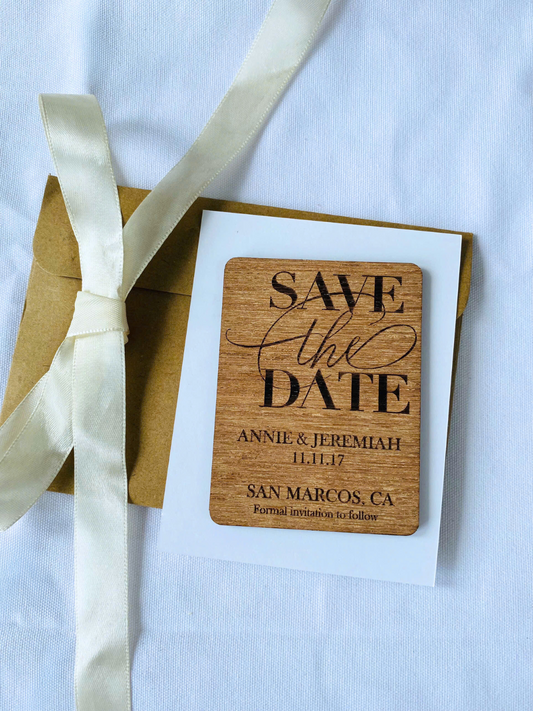 Wood save the date.