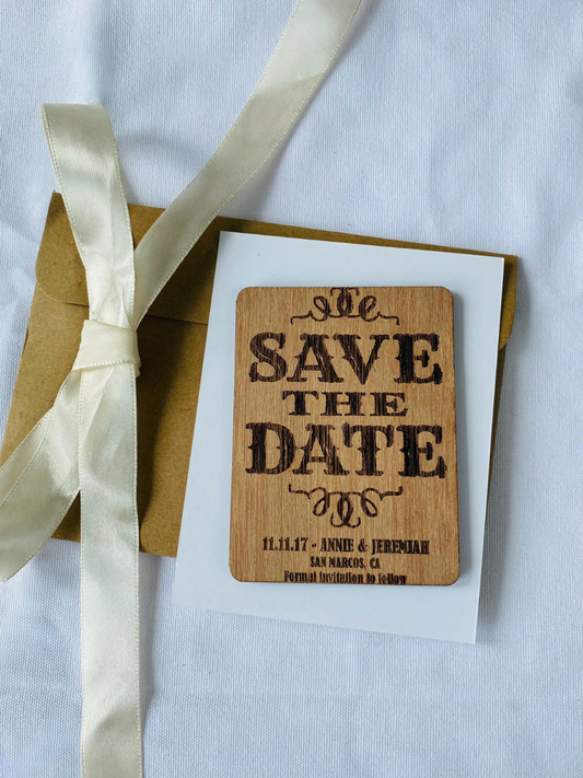 Wooden save the date, rustic wedding