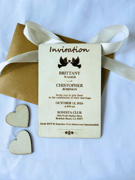 Wooden Wedding Invitation - Wooden Invitation Set