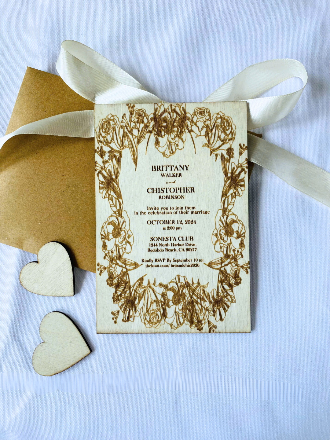 Wooden Wedding Invitation - Wooden Invitation Set.