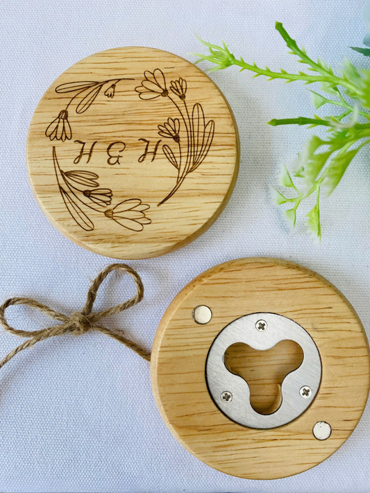 Custom Engraved Wooden Fridge Magnet Bottle Opener