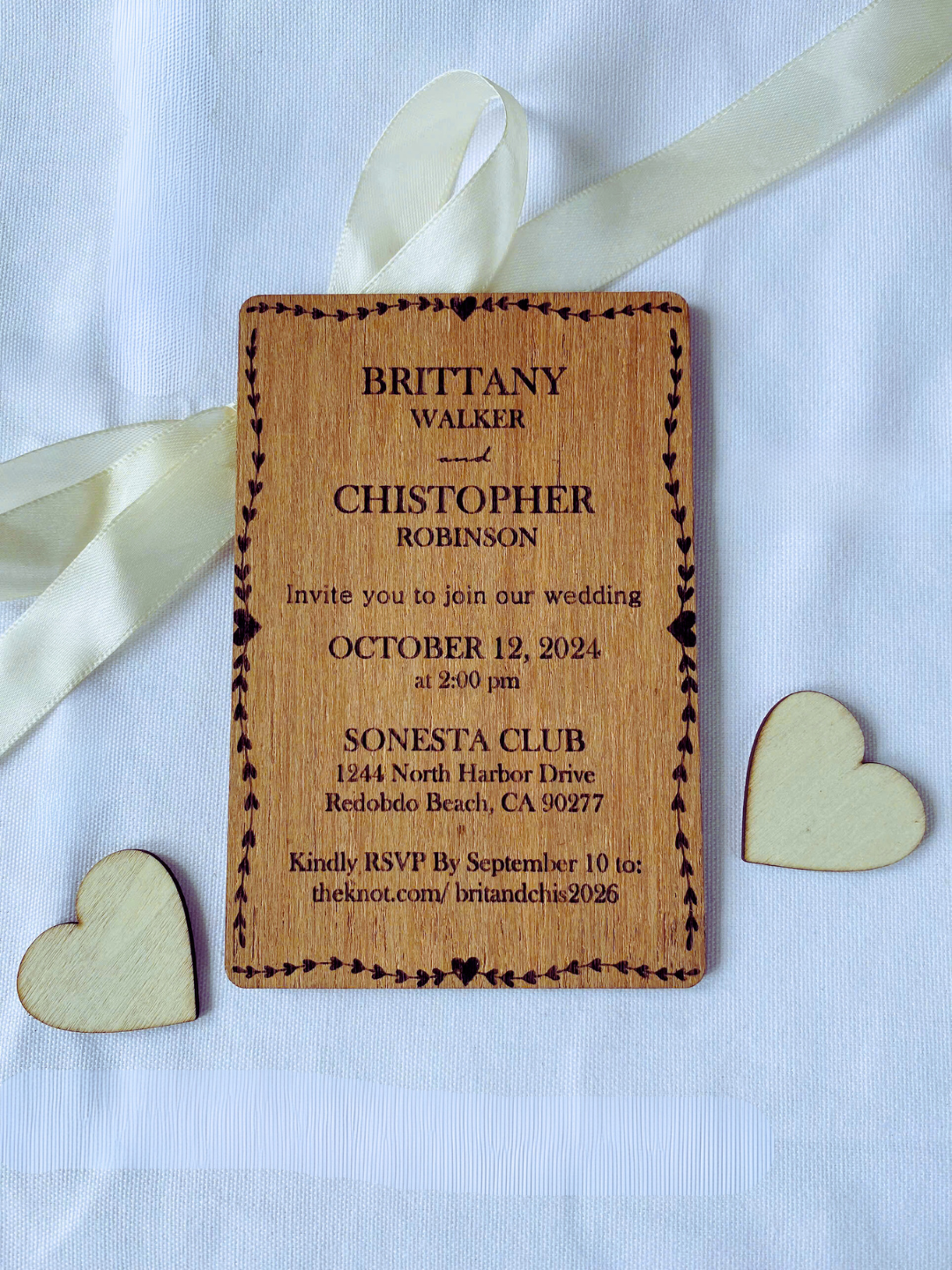 Wooden wedding invitation, rustic wedding invites, real wood wedding invitations, laser engraved invitation