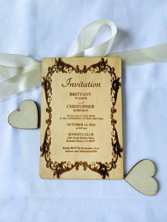 Wooden wedding invitation,real wood wedding invitations