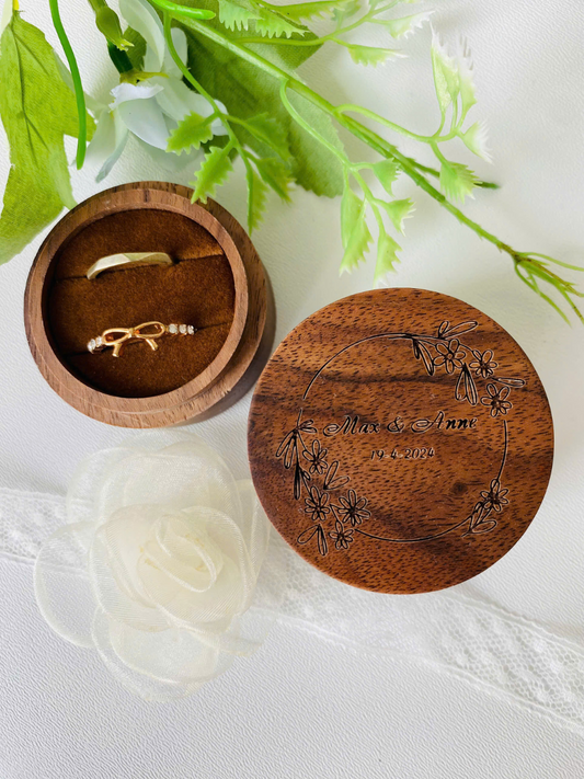 Personalized Engraved Wood Ring Bearer Box