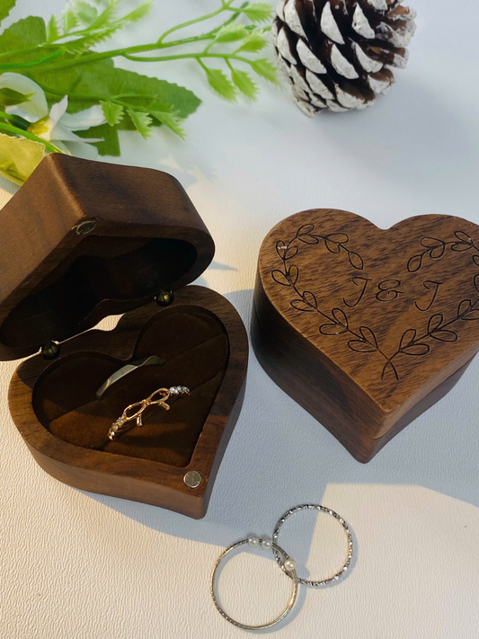 Custom Wooden Wedding Engagement Ring Box